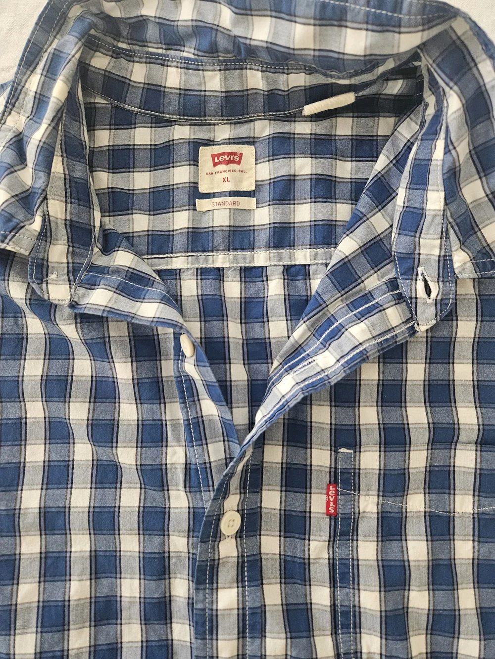 Levi's Navy and White Check Button-Down Shirt
